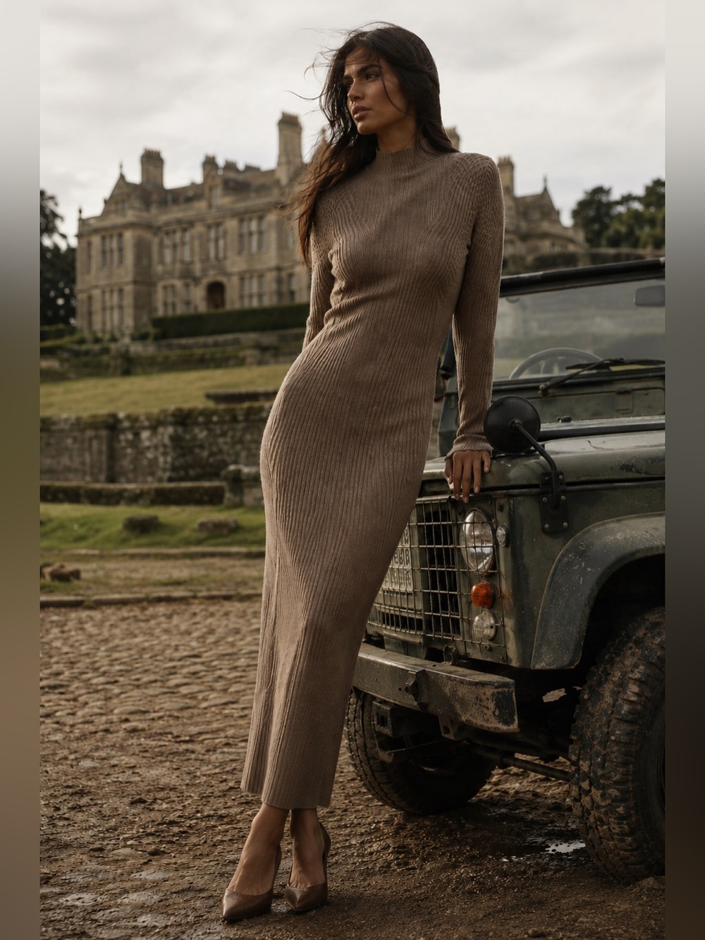 NWT Barbour Ribbed Split Midi Dress | Size US 6 | Quiet Luxury Countryside Chic